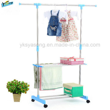 Rolling Clothes Rack Support de stockage portable en poudre Revêtue